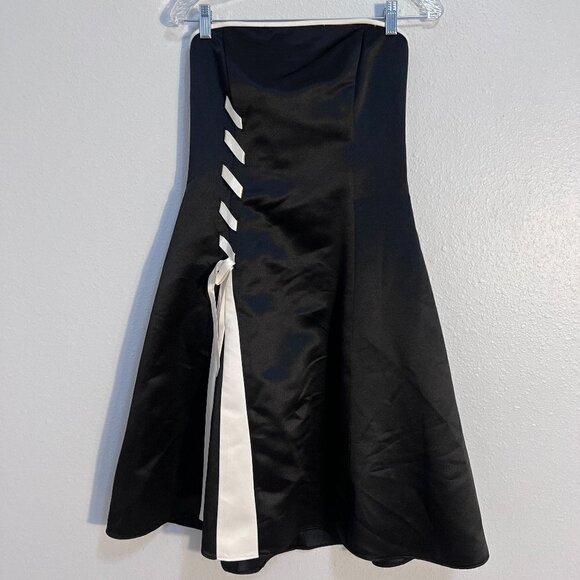 Jessica McClintock For Gunne Sax VTG 80's Strapless Black Dress - Picture 1 of 7